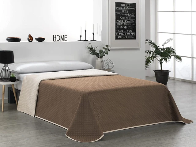 Colcha reversible para el hogar Martina cama beige marrón 105
