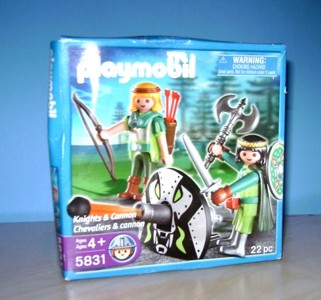 Lot Playmobil Vintage Médiéval Chevaliers Barbare - Pièces Du Set 4435 De 2005, Occasion