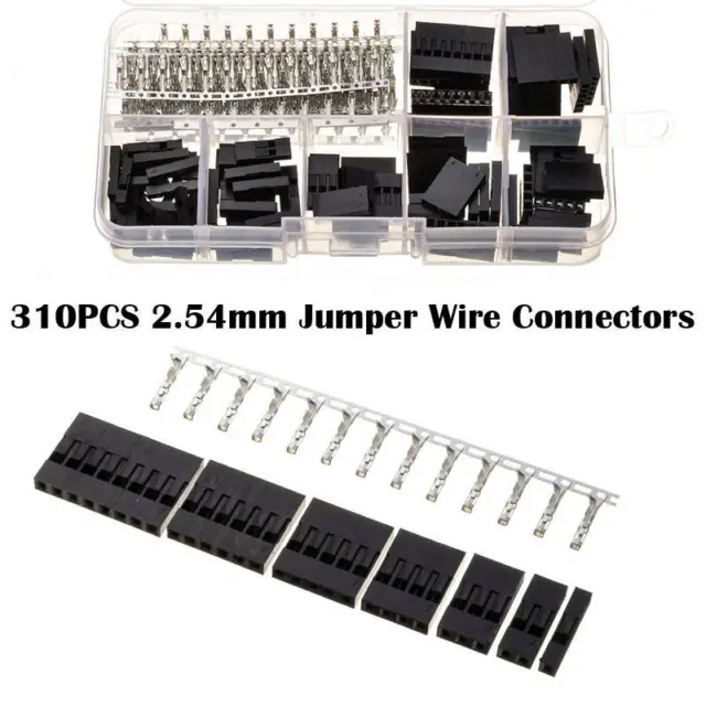 310pcs Male Female Dupont Wire Jumper Crimp Pin Connector Housing Assortment Kit