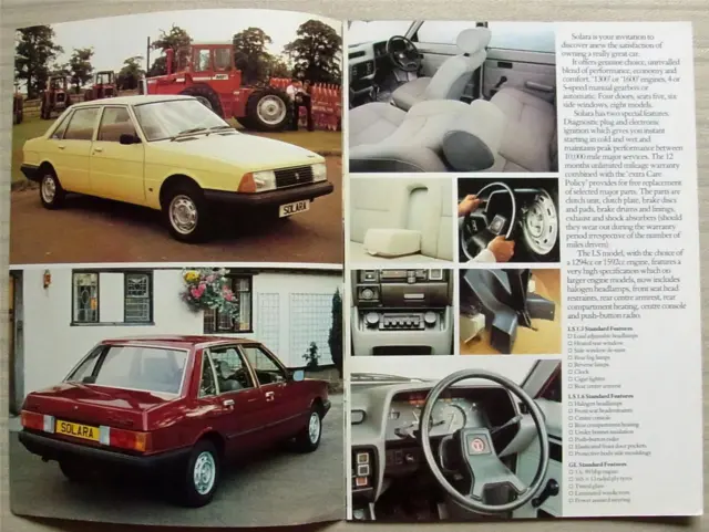 TALBOT SOLARA LS GL GLS SX Car Sales Brochure Sept 1981 #C9615/1/150 2