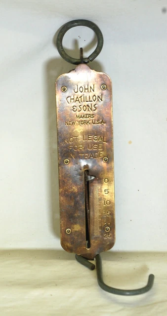 SPRING BALANCE SCALE Brass Face Tool John Chatillon & Sons 25 lb. USA ...