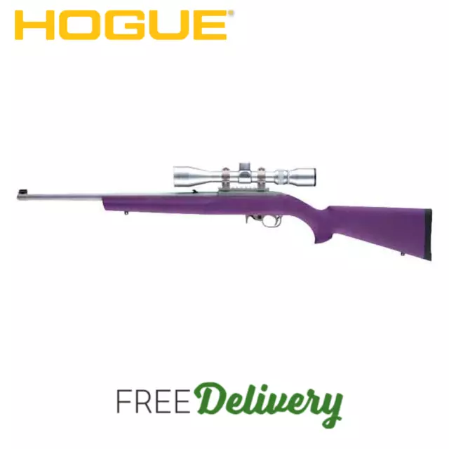 Hogue OverMolded Polymer/Rubber Rifle Stock for Ruger 10-22 Heavy Barrel, Purple