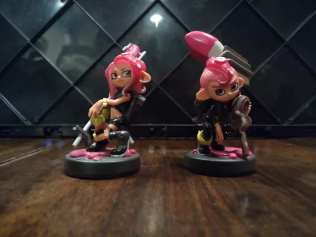 Lot de 2 Amiibos Splatoon 2 - Fille Octaling (rose) et Garçon Octaling (rose)