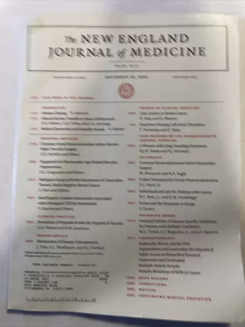 (MH742)　England　PicClick　AU　Cloning　Medicine,　of　The　Journal　New　30,　DECEMBER　2004　$41.69