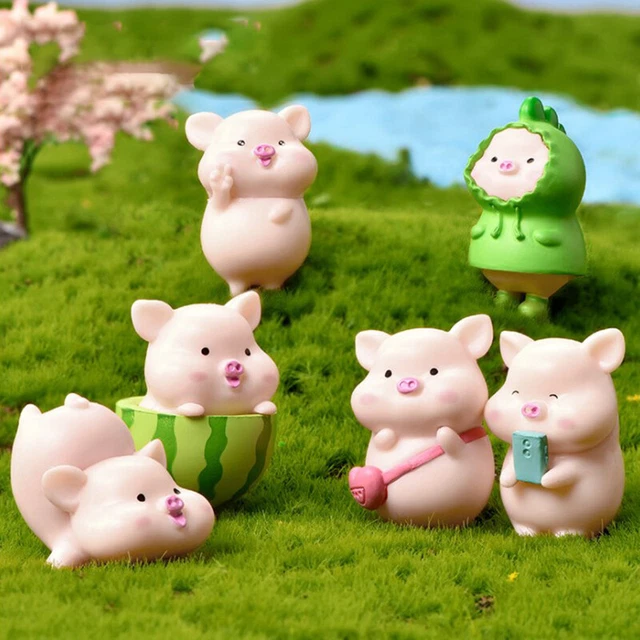 7pcs/set Cartoon Pig Animal Doll Toy Model Statue Figurine Ornament MiniaturYHL
