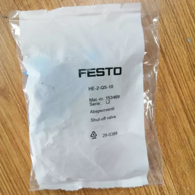 One FESTO HE-2-QS-10 153469 Stop Valve New Expedited Shipping