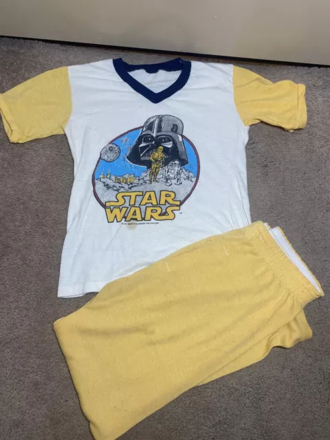 Original 1977 Star Wars Movie Youth Pajama T Shirt And Pants Set RARE Graphic