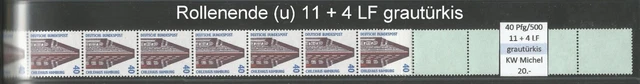 RM Sehenswürdigkeiten 40 Pfg RG 500 ROLLENENDE 11 + 4 LF u grautürkis