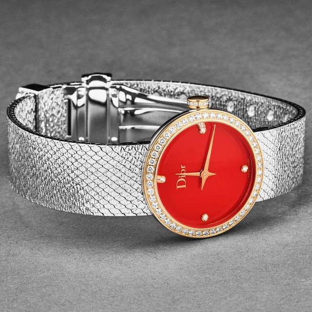 Christian Dior Women's La D De Dior Diamond Bezel Red Dial Milanese CD047120M001 2