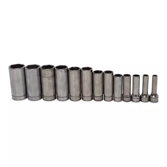 Snap-On Tools 3/8" Drive 1/4"-1" Sae 6 Point Deep Socket Set - Sfs081-Sfs321