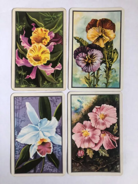 Vintage Rare Art Orchid Pansy Petunia Flowers Swap Playing Cards Set Lot Piatnik