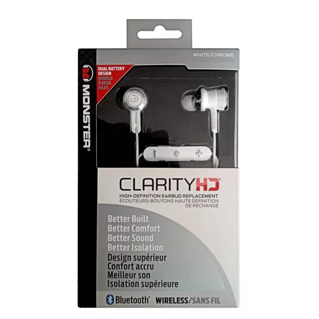 Monster Clarity HD Universal Bluetooth Stereo Headset - Weiß  - 3 Tasten !