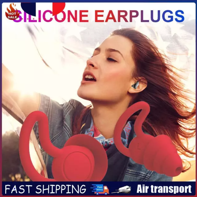 Silicone Ear Plugs Sound Insulation Anti Noise Sleeping Earplugs (Red) FR