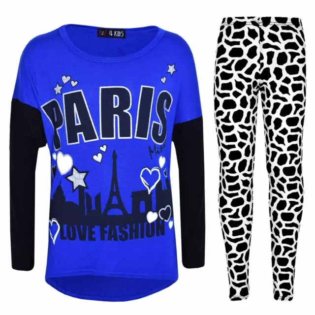 Bambine Paris Stampato Reale Moda Top & Trendy Set Leggings New Età 7-13 Anni