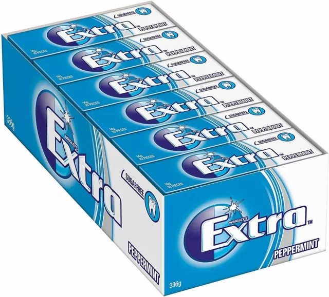 24 x 10 Pellets EXTRA Peppermint Blue Wrigley's Sugarfree Chewing Gum NEW AU 2