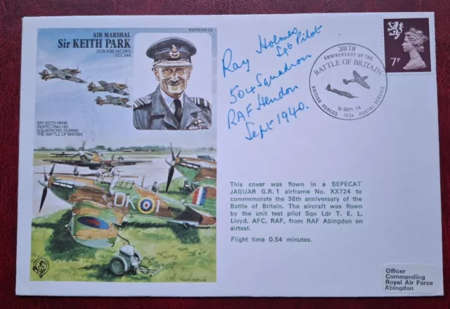 Battle Of Britain Ray Holmes Signed First Day Cover FDC RAF Pilot