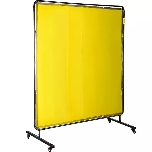 VEVOR Welding Curtain 6' x 6' PVC Vinyl Screen with Frame 4 Portable Wheels