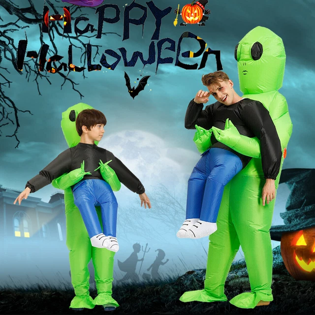 NEW SCARY HALLOWEEN Green Alien Inflatable Costume Blow Up Suits
