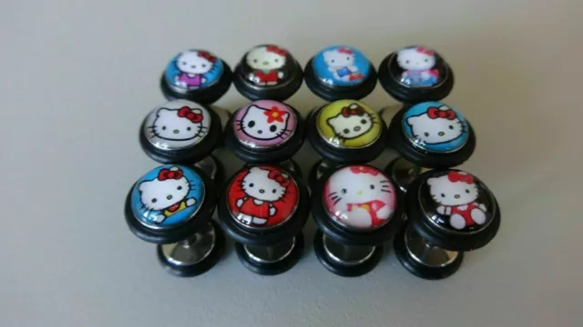 2 Hello Kitty Chirurgical Steel Falso Plug Cheater 7 MM Con Gomma Ø 8,5 MM