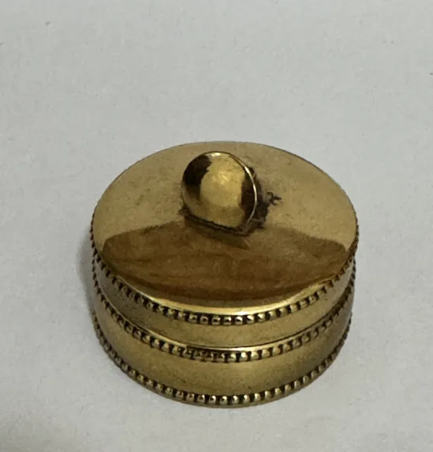 Cute As A Button ! Antique Little Brass Stud Collar Trinket Box