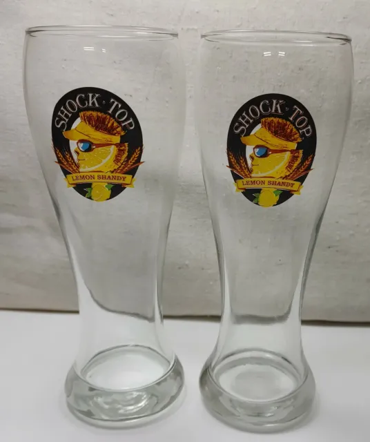 Vintage Shock Top Lemon Shandy Wheat Lemon Man Crystal Beer Glass 16 oz Pilsner