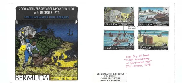 L8820 Bermuda 200 Th Anniv Of Gunpowder Plot St Georges 1775 Fdc 1975