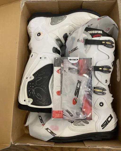 Sidi Crossfire SRS Boots size 12.5 White with  interchangeable soles