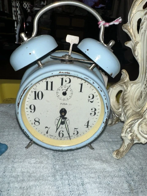 Ancien réveil horologe Japy Blanc Métal Vintage Fonctionnel - Collection