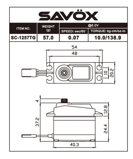 Savox SC-1257TG BE Black Titanium Gear Coreless Digital Steering Servo 1/10 RC 2