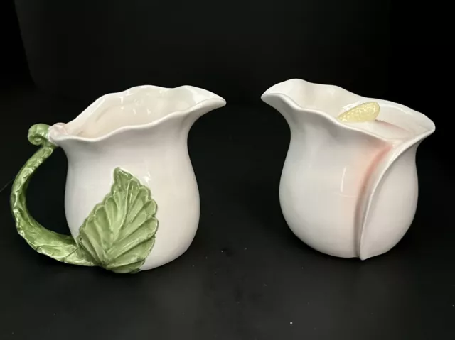 Fitz & Floyd OCI calla lily flower cream And sugar bowl
