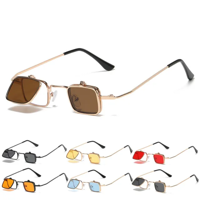 Fashion Flip-Up Small Square Sunglasses Men Women 90s Retro Vintage Sun Glasses