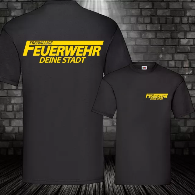 Freiwillige Feuerwehr Shirt Deine Stadt T-Shirt Retten Löschen Bergen S-5 XL