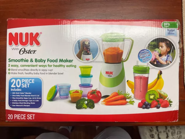 NUK with Oster Smoothie and Baby Food Maker BPA Free 20 Piece set Never Used