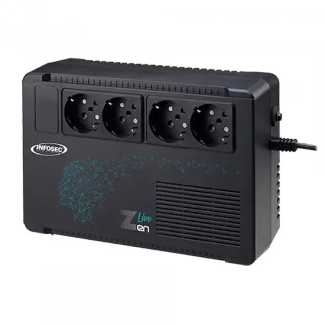 Infosec Zen Live 500 | Onduleur haute fréquence VA avec 4 prises Schuko
