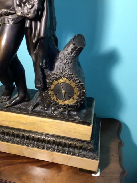 Honore Pons French Bronze and Sienna Marble Clock circa 1825 3