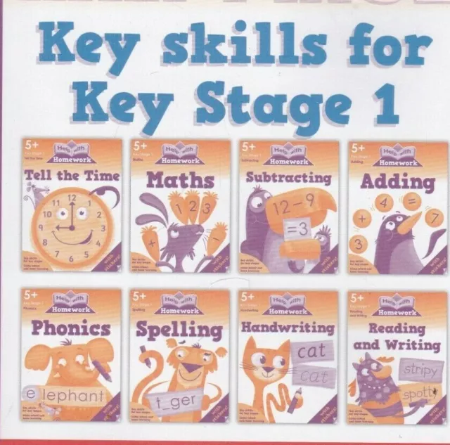 Key Stage 1 Key Skills Learning Pack of 8 workbooks Age 5+ Time, Maths, Phonics+