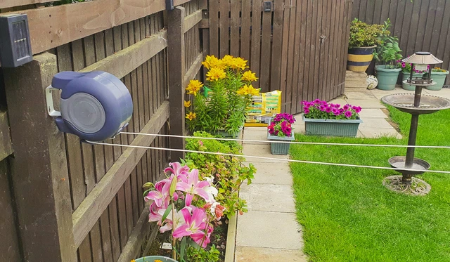 85ft Retractable Washing Line Garden Cloth Drying Airer rope Single Outdoor 26m