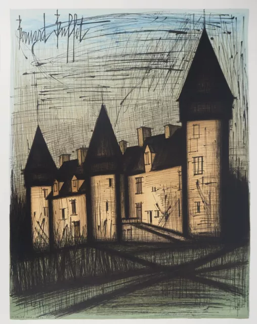 Bernard BUFFET : Le château de Culan , Lithographie originale signée (1980)