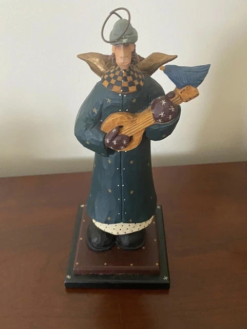 Vintage 1997 Williraye Studios 2340 Angel with Mandolin - Retired Folk Art