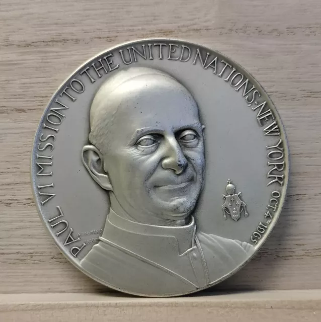 1965 Paul VI Mission to the United Nations NY Medallic Art Co.  999 Silver Medal 2