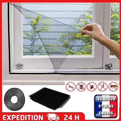 MOUSTIQUAIRE FENETRE FIXATION SIMPLE 130 x 150 CM noir AMOVIBLE POSE FACILE 