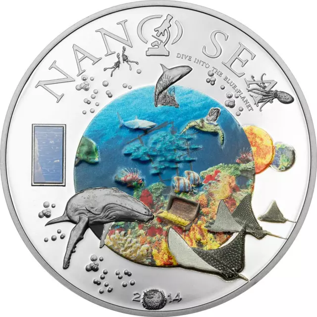 Cook Islands 2014 $10 Nano Sea - The Depths of the Sea 50 g Silver Proof Coin
