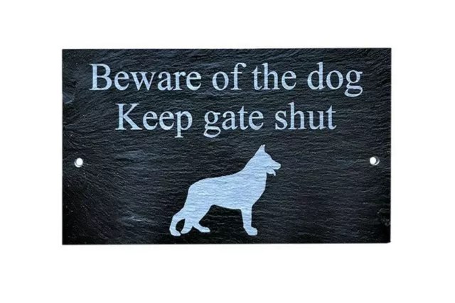 Beware of the dog Keep gate shut Slate Gate Wall House Plaque Sign ANY Dog Breed