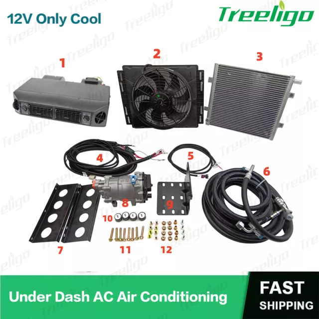 AC Kit Universal Evaporator Underdash Electric Compressor 12 Volt 45x41x19 cm