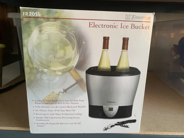 Emerson FR20SL Portable Poolside Electronic Ice Bucket Wine Bottle Soda Cooler