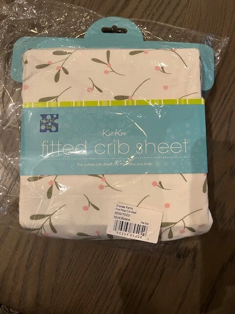 NEW Kickee Natural Mistletoe Fitted Crib Sheet NWT