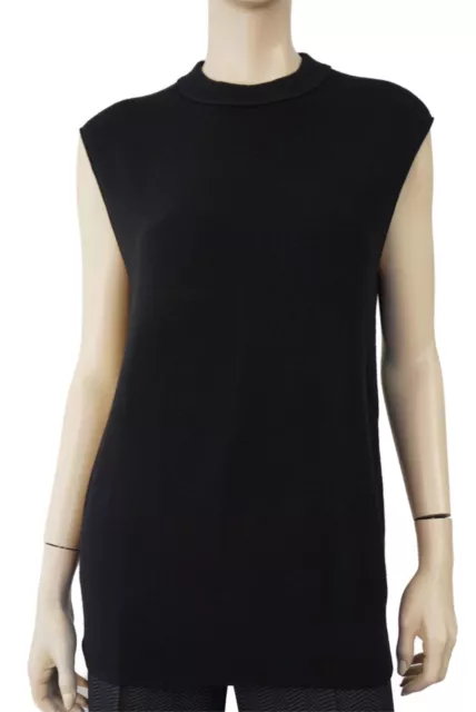 Co ESSENTIALS Sleeveless Black Cashmere Knit Sweater Tunic Vest L BRAND NEW