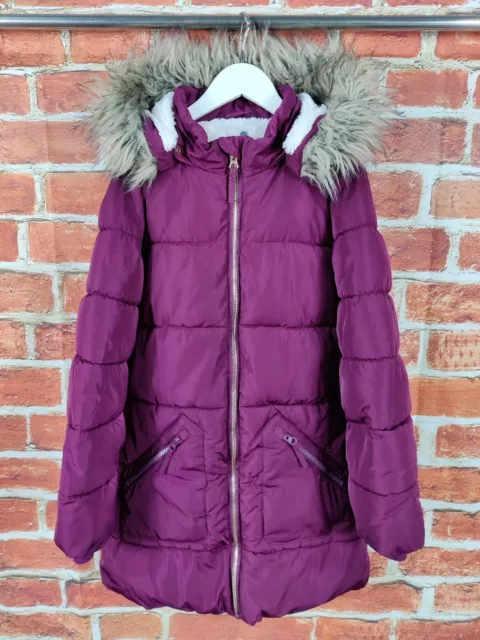 Chaqueta Abrigo Acolchado Púrpura Niñas John Lewis Edad 11 Años Puffer Piel Recorte 146Cm