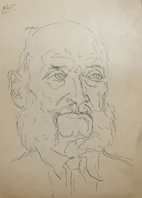 Portrait d'homme dessin à l'encre antique