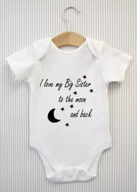 I love my Big Sister to the moon & back babygrow bébé grandissant baby shower cadeau